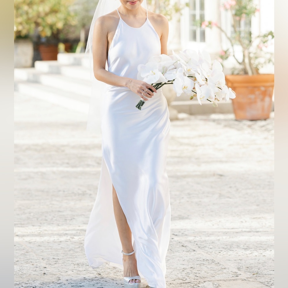 MICHAEL LO SORDO Georgia open-back crystal-embellished silk-satin maxi dress
